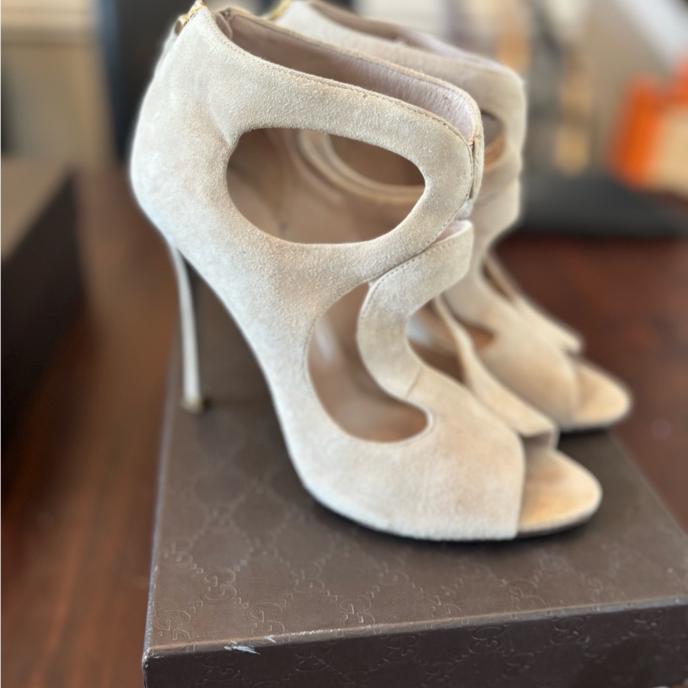 Sergio Rossi Suede High Heel Cutout Heels